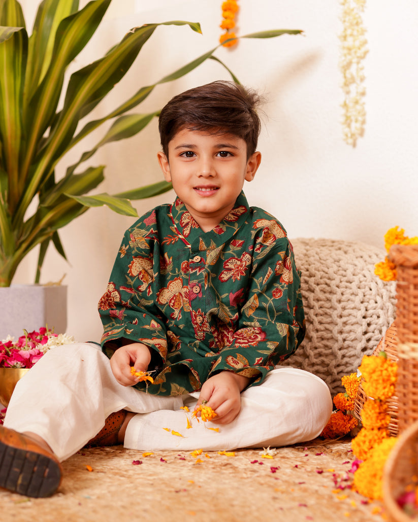 Boys Green Hariyala Kurta Set