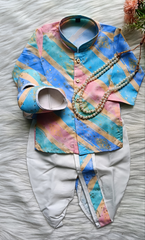 Infants   Royal Pastel Striped Dhoti Set - Chain and Shoes Included