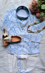 Boys Cloudy Blue Dhoti  set - Chain and Shoes Included