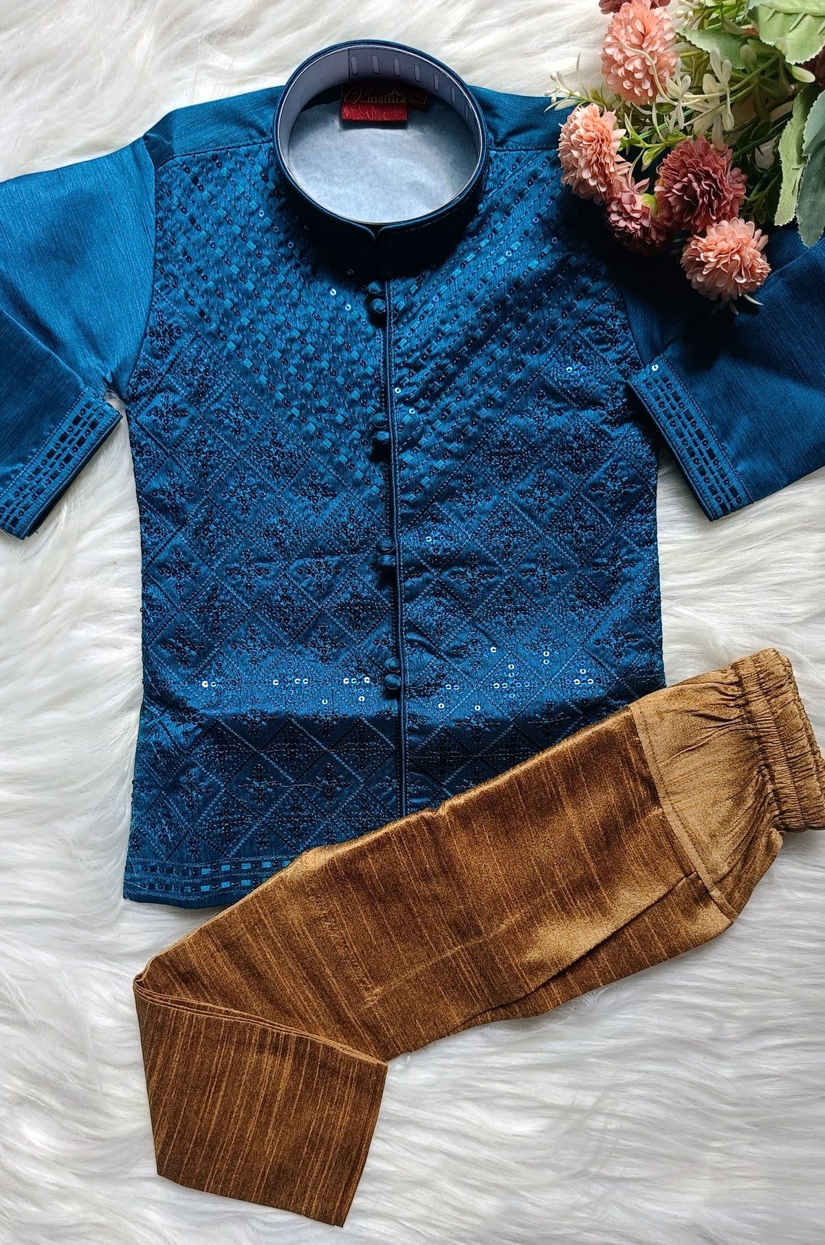 Boys Dusk Blue Premium Indo Western Set