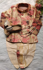 Boys Drift Wood IndoWestern dhoti &  Pant set - Chain and shoes included