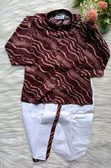 Boys Smoky Coffee Brown Dhoti Set