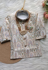 Boys Sherwani Pyjama Medium Mist  - Embellished Duppata Chain Included