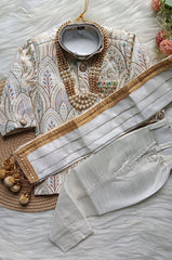 Boys Sherwani Pyjama Medium Mist  - Embellished Duppata Chain Included