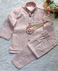 Boys Pinkish Grey  Premium Indo Western Set