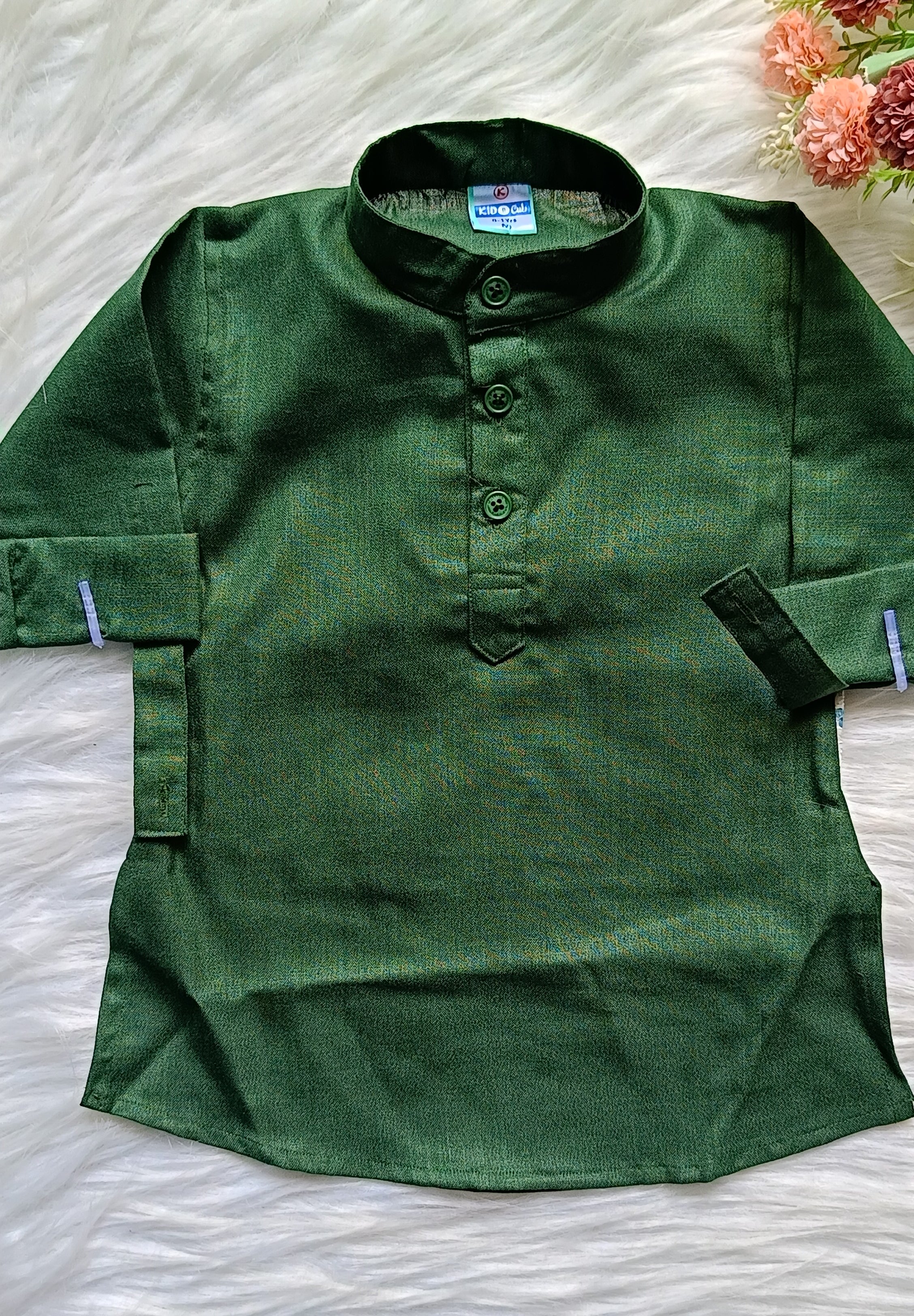 Boys Green  Mineral 3 piece Kurta Set -Khadi Cotton