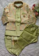 Boys Premium Indo Western  Kurta Set - Dhoti & Pant Included Olive Green