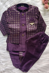 Boys Premium Indo Western  Kurta Set - Dhoti & Pant Included Viola Purple