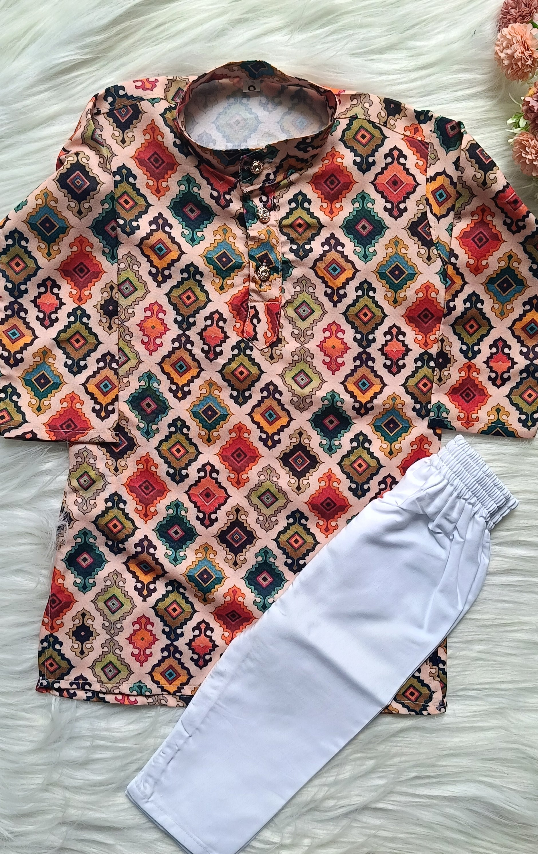 Boys Multi Color Gravel Kurta Set