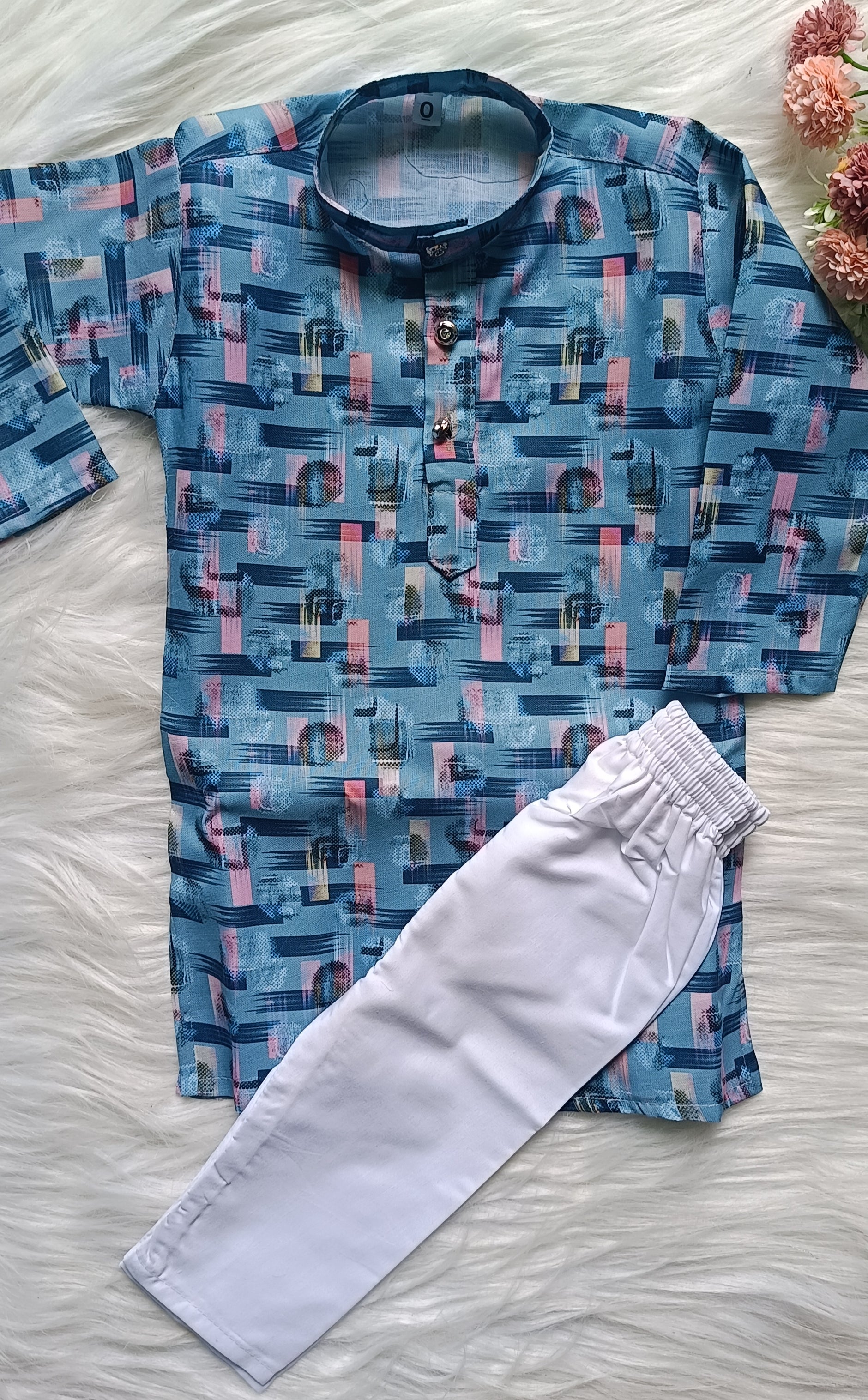 Boys Dusty Blue Kurta Set