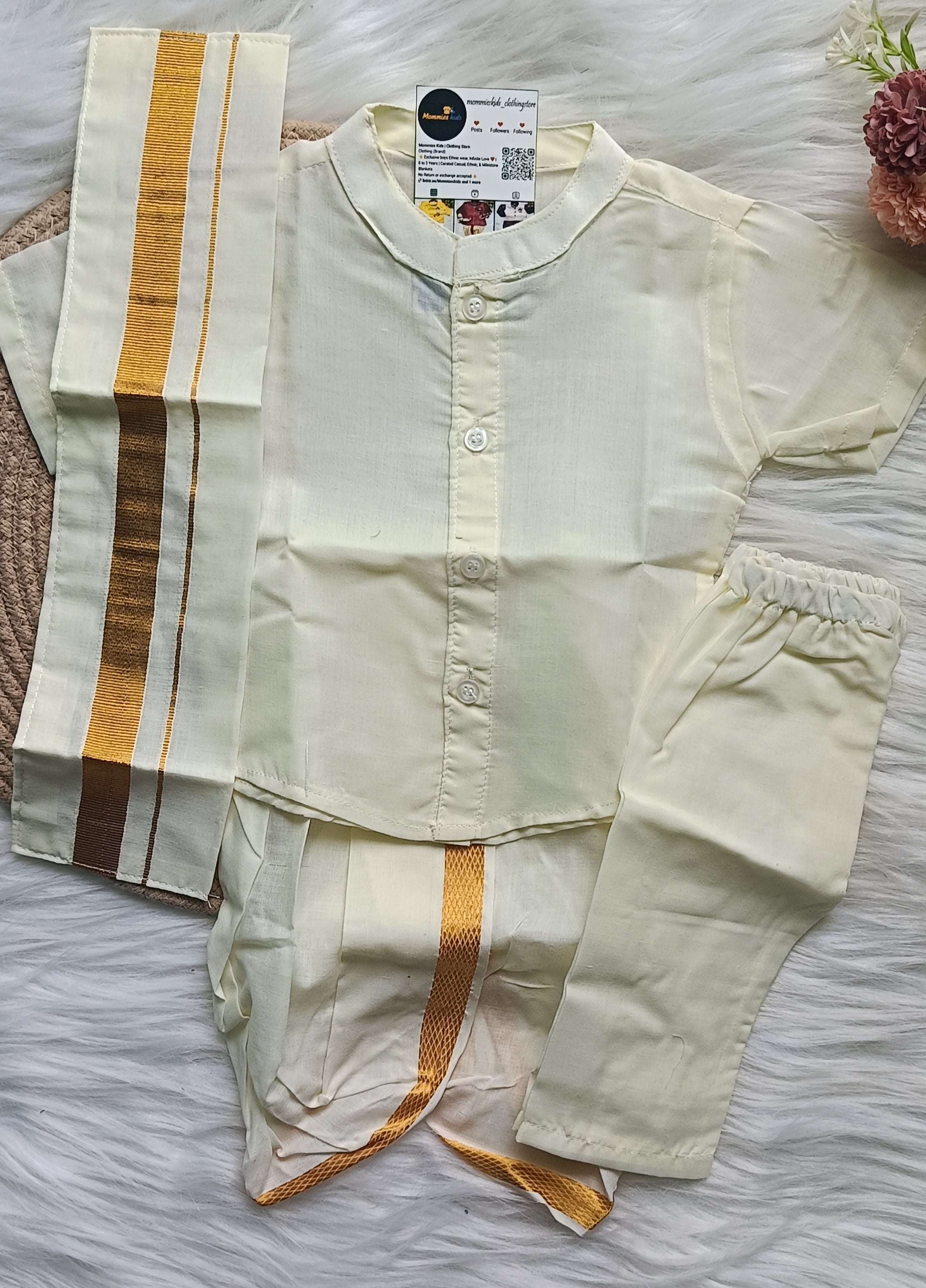 Newborn  Traditional  Dhoti Shirt with Pant and Kanduva