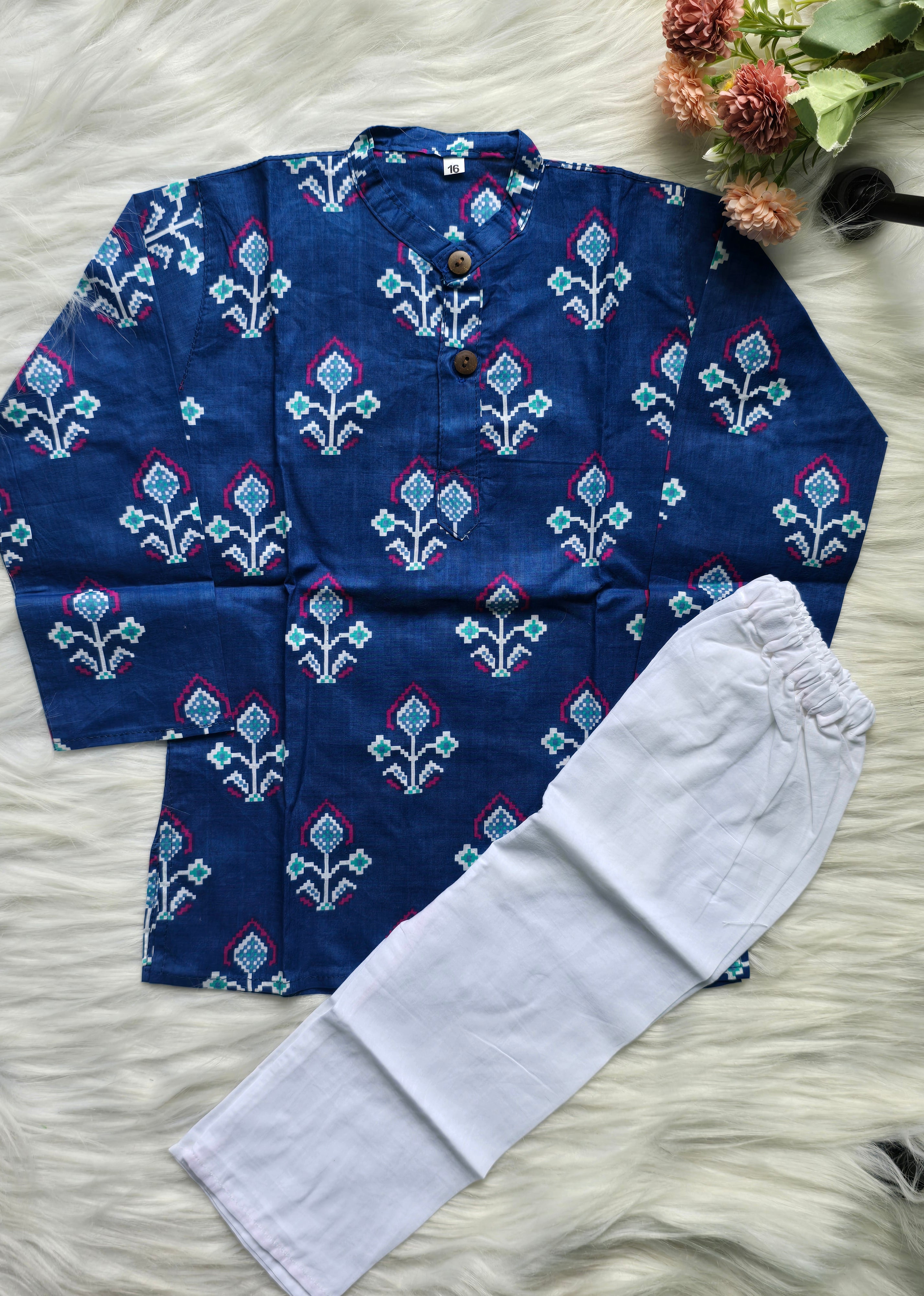 Stylish Boys' Blue Kurta Pyjama with Jacket - 3pc set