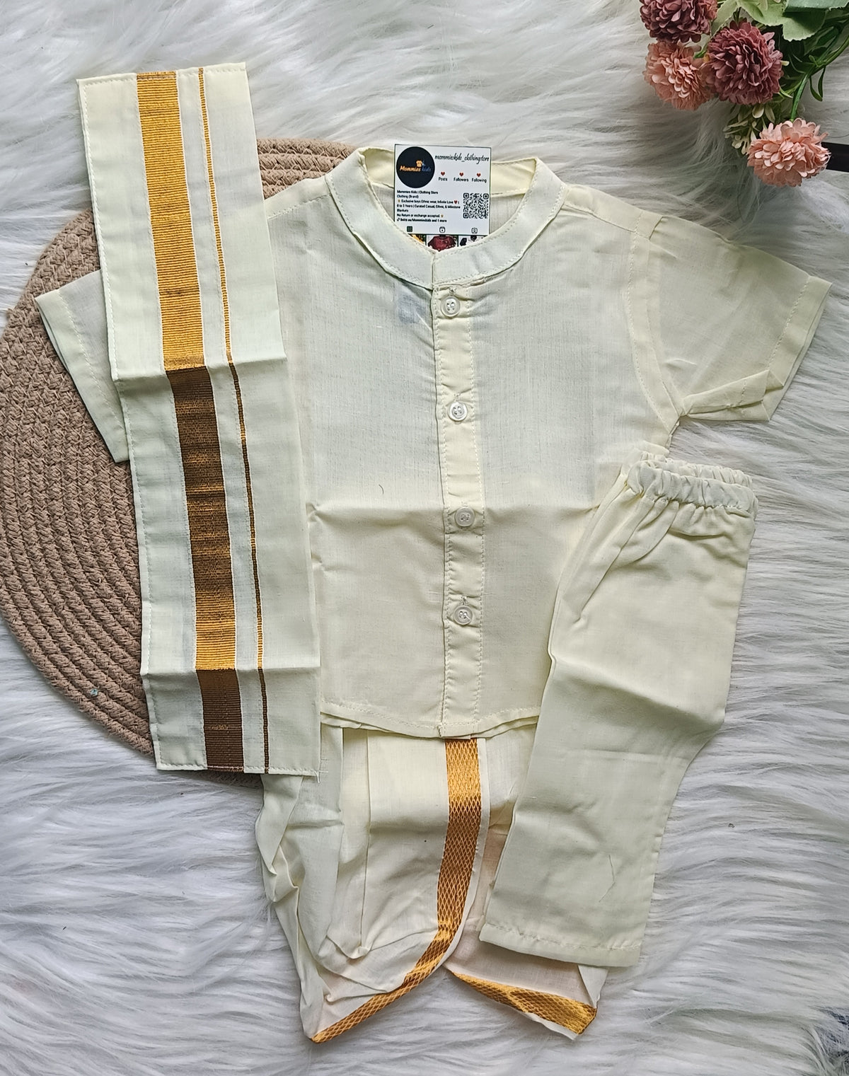 Newborn  Traditional  Dhoti Shirt with Pant and Kanduva