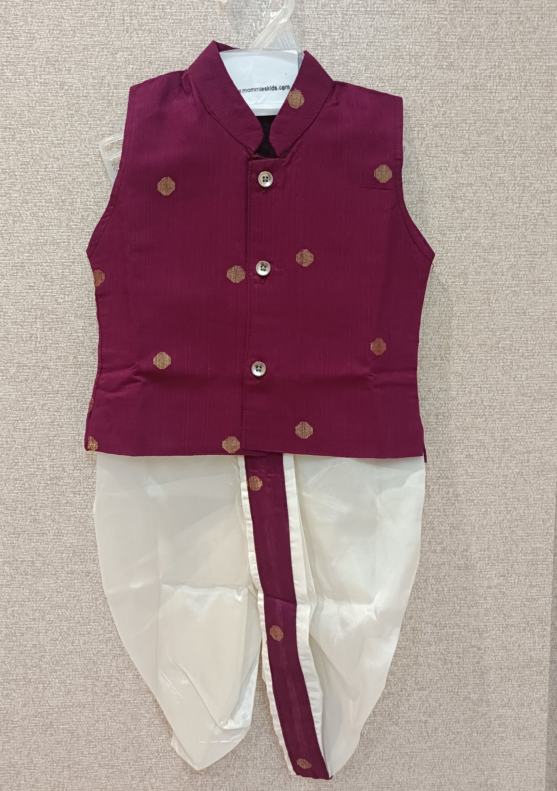 Infants Classic Wine Berry silk Dhoti Set