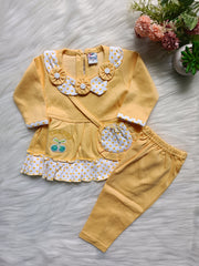 Frock with pant set - Cute Bag Included (Orangy Yellow)