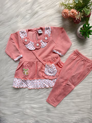 Frock with pant set - Cute Bag Included (baby Pink)