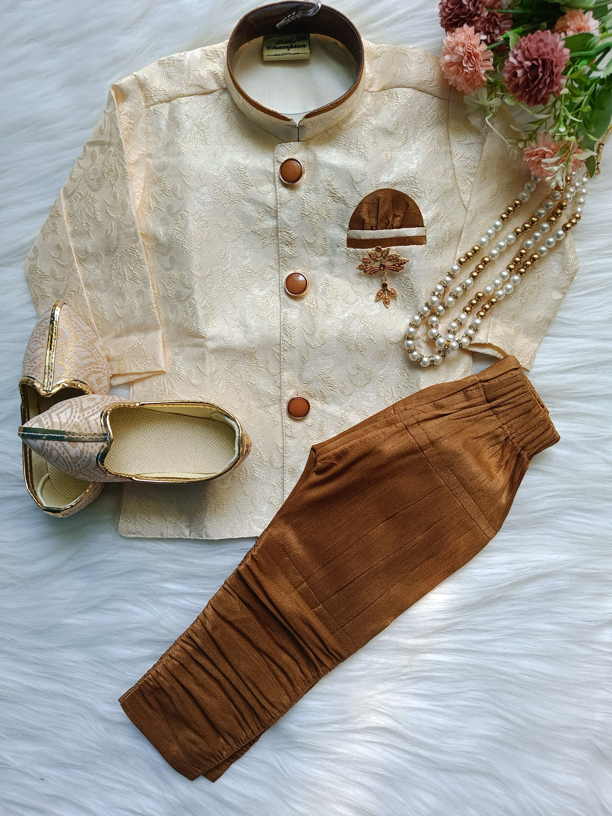 Boys Spring Rain kurta set - Chain and Shoes Included