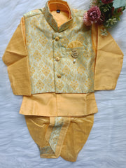 Boys Camel Premium 4 piece Jacket kurta set - Dhoti Pant included