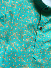 Boys IndoWestern kurta Dhoti set - cyan Green