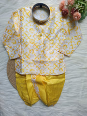 Boys IndoWestern kurta Dhoti set - Yellow