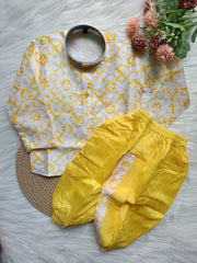 Boys IndoWestern kurta Dhoti set - Yellow