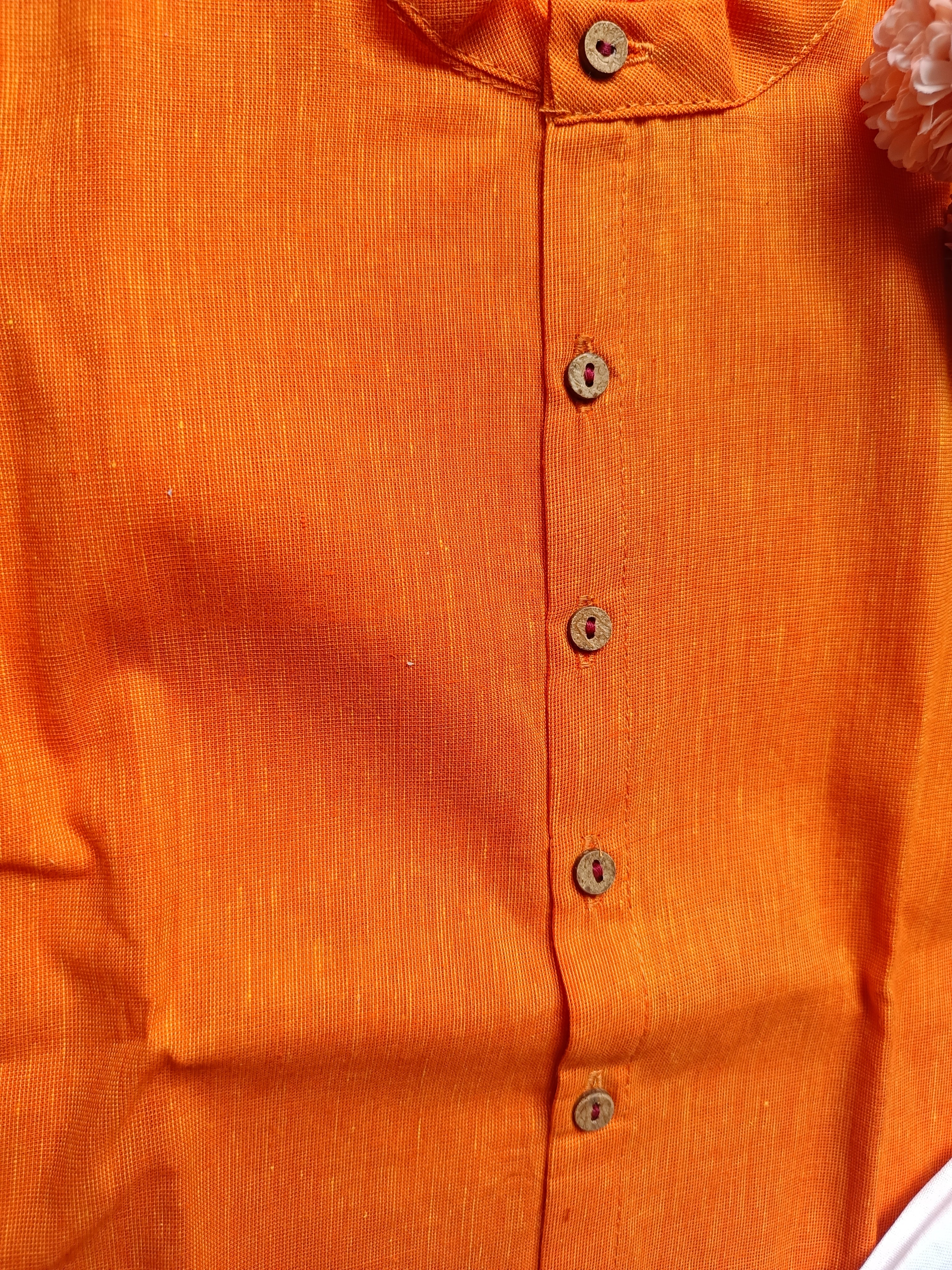 Boys Cotton Orange Kurta Set