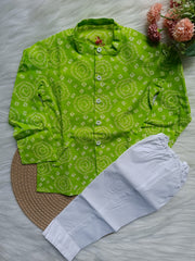 Boys Cotton Grass green Kurta Ser