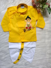 Boys Cotton Ganesh embroidery Dhoti Set