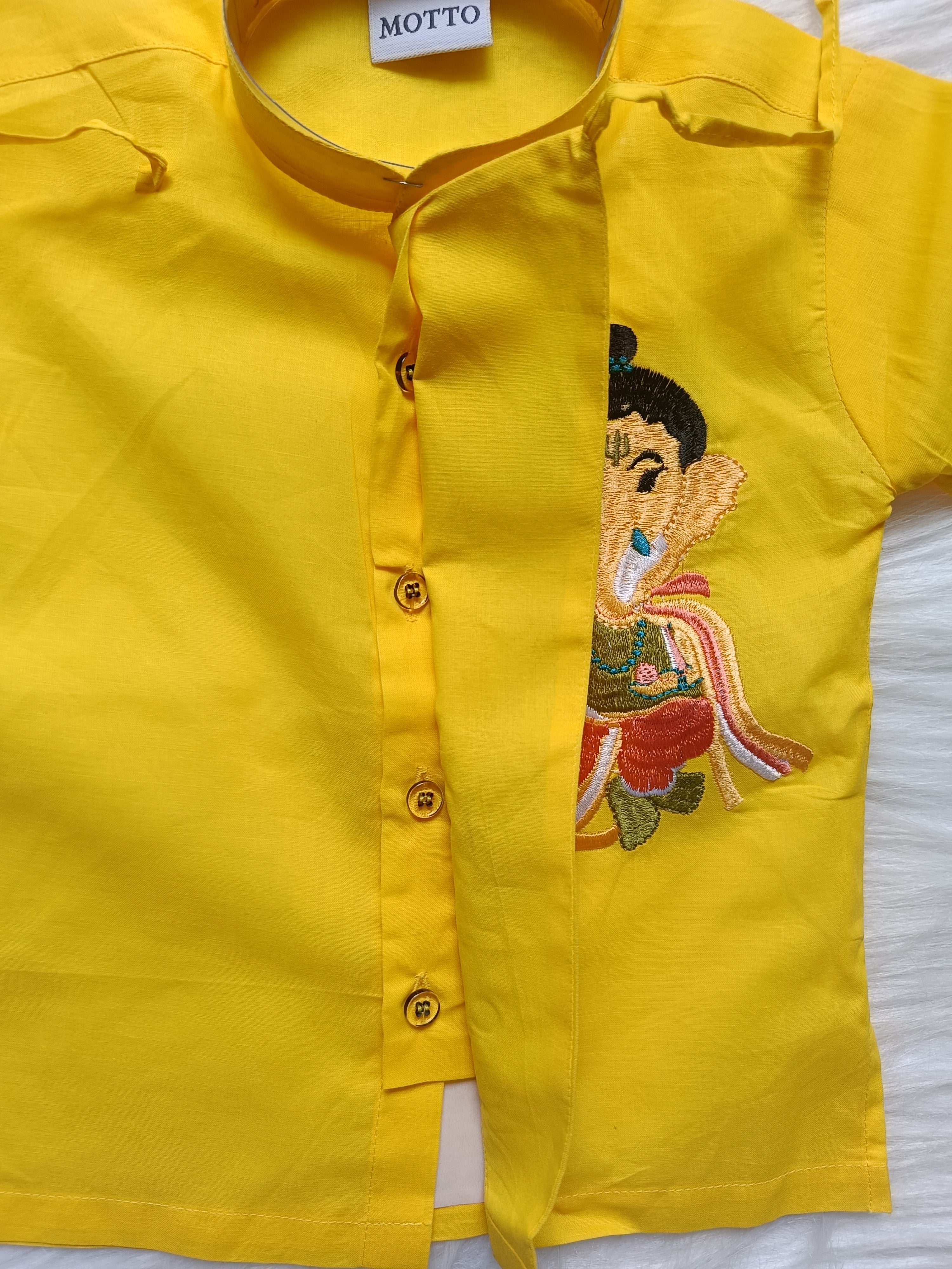 Boys Cotton Ganesh embroidery Dhoti Set