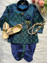 Boys IndoWestern Olivine Dhoti set - Chain and Shoes Included