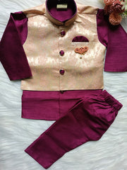 Boys Deep Claret 3 Piece Jacket Set