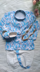 Boys Cool Blue Dhoti  set - Chain and Shoes Included