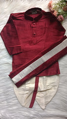 Boys Burgundy Dhoti Kurta set - Kanduva