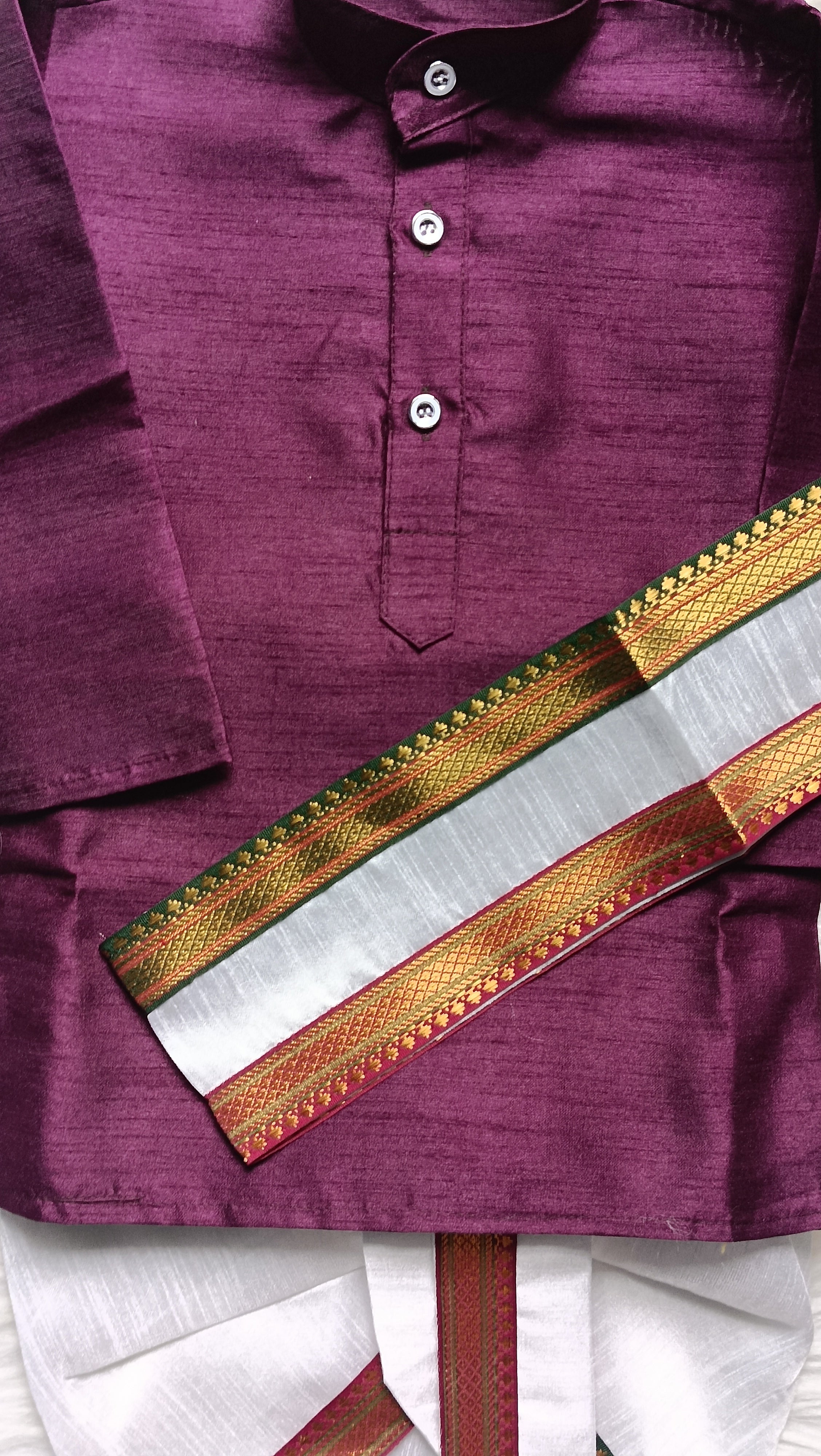 Boys Traditional Magenta Red Dhoti Kurta set - Kanduva