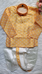 Boys IndoWestern kurta Dhoti set - Yellow