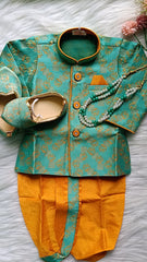 Infants Fire Teal Dhoti Set - Chain and Shoes Included