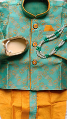 Infants Fire Teal Dhoti Set - Chain and Shoes Included