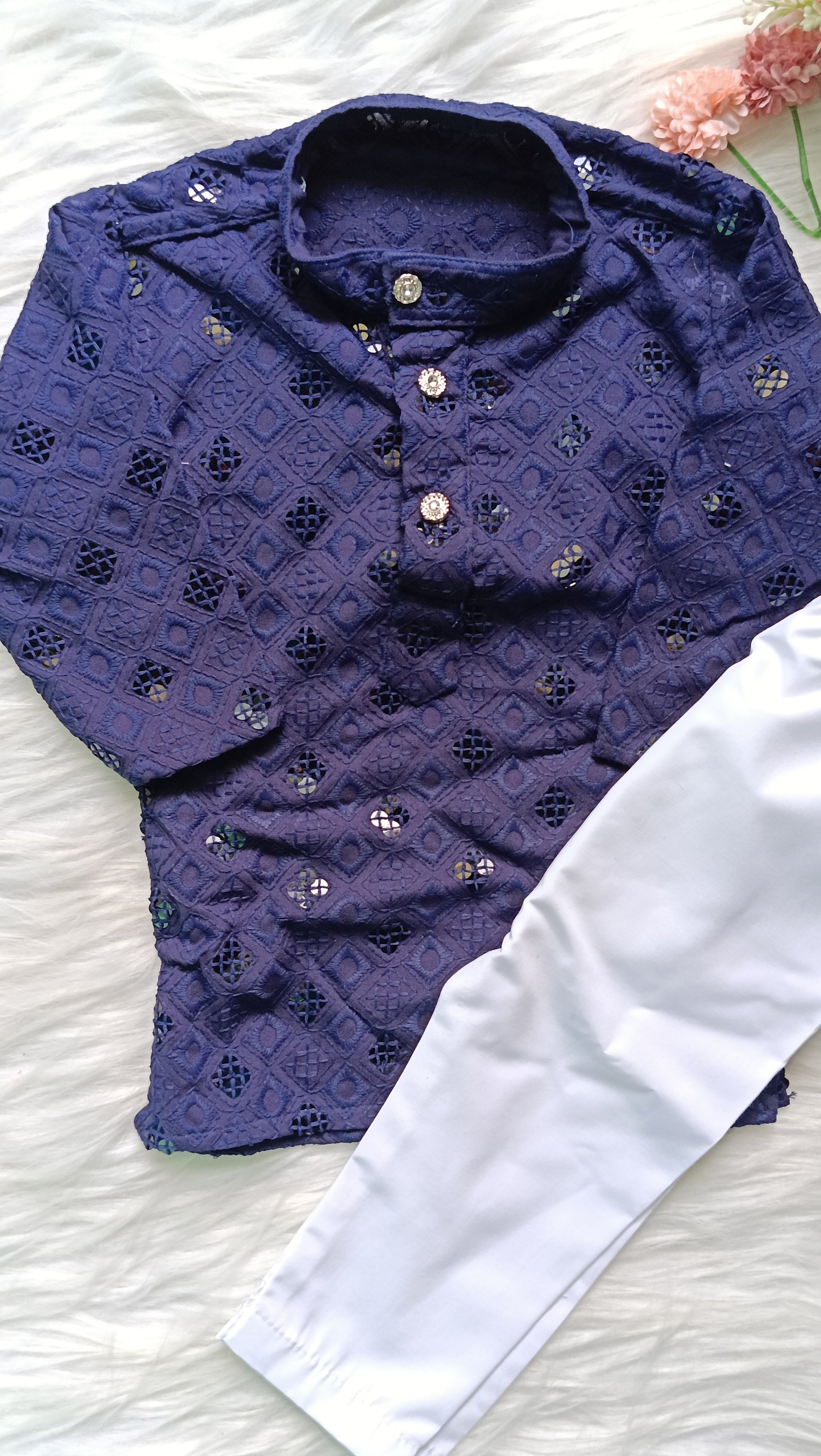 Infant Georgette Sequence Blue Berry  Kurta set