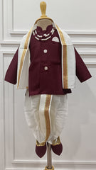 Infants Traditional Maroon Dhoti Set - Chain and Shoes Included