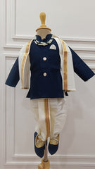 Infants Traditional Blue Dhoti Set - Chain and Shoes Included