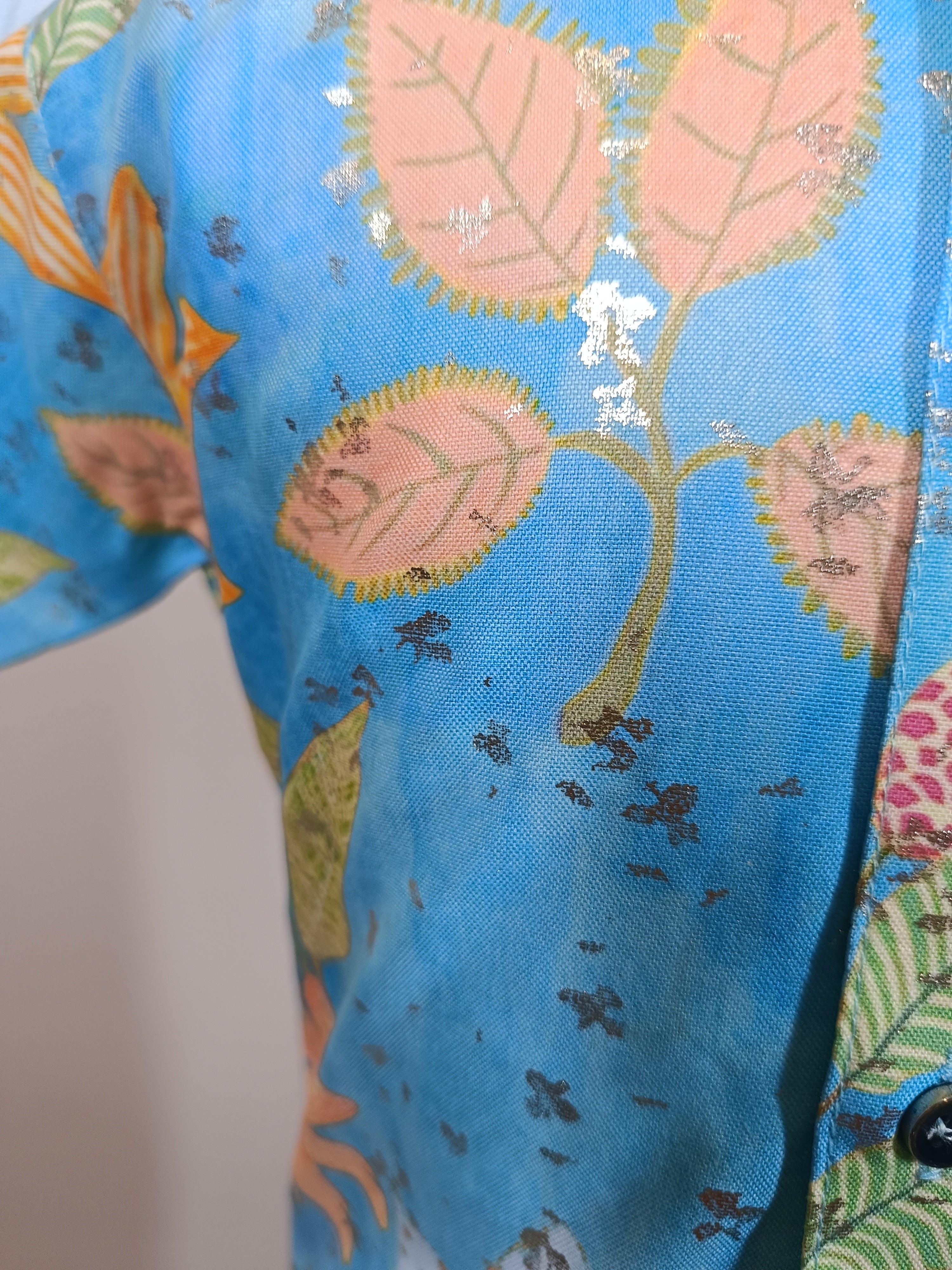 Infants  Dapper blue floral half sleeve shirt with Pancha - Kanduva set