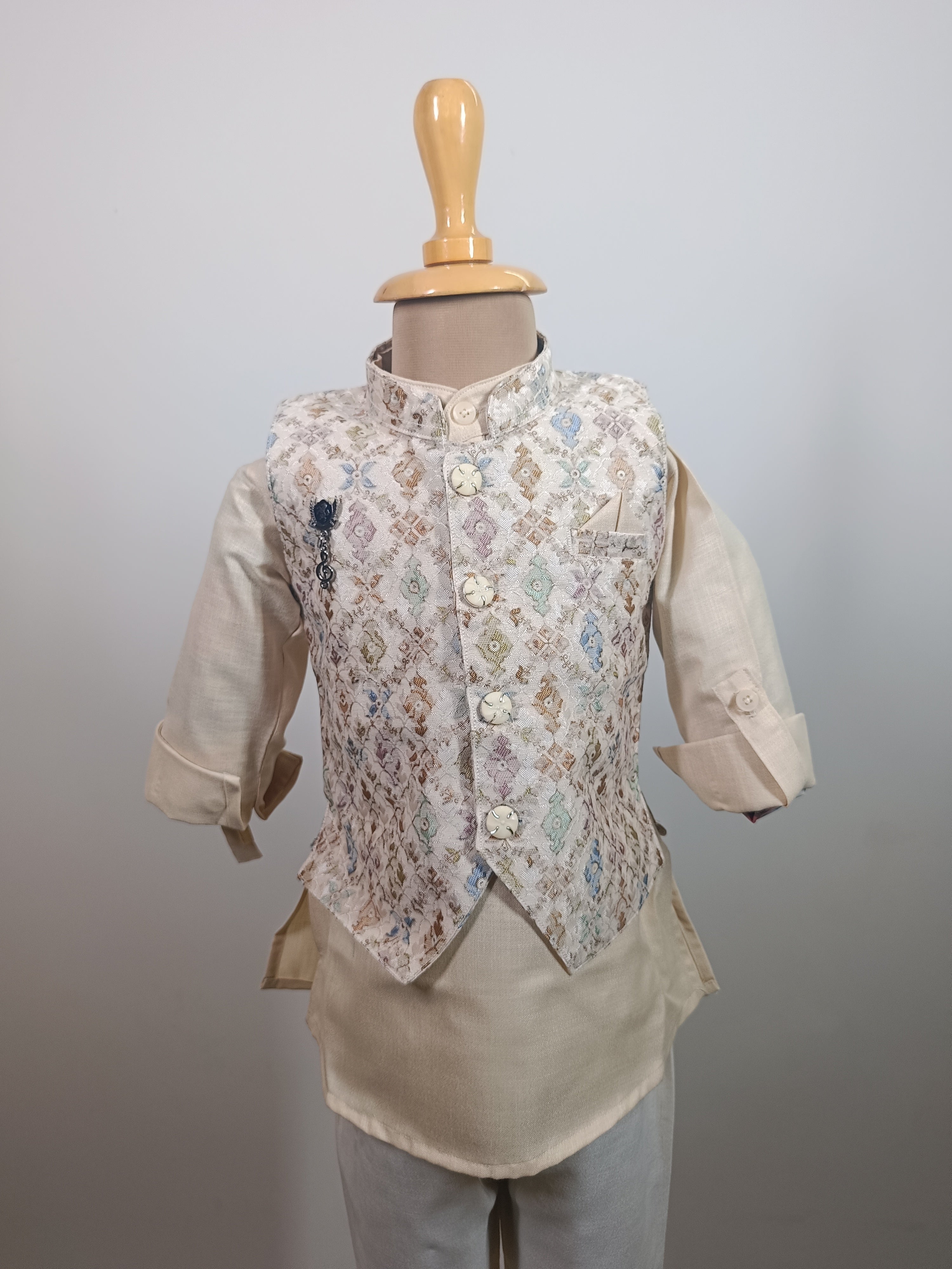 Joyfull  3 piece Kurta Set -Khadi Cotton