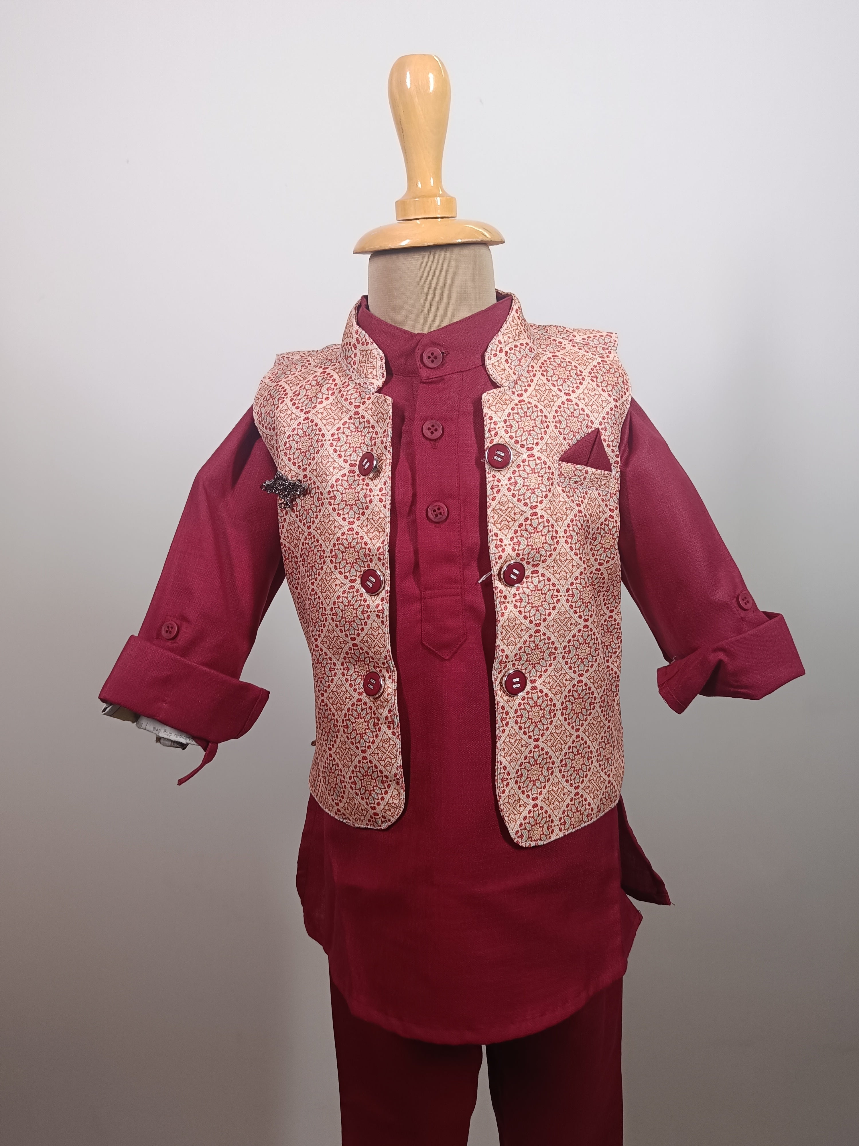 Festive Spark 3 piece Kurta Set -Khadi Cotton