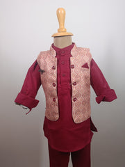 Festive Spark 3 piece Kurta Set -Khadi Cotton