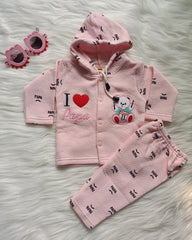 Love Papa Hoodie set pink