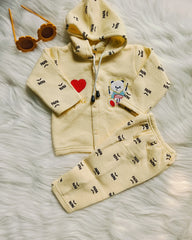 Love Papa Hoodie Set Light Yellow