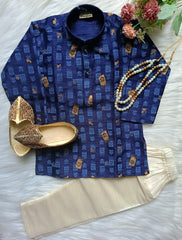 Boys  Blue Zodiac kurta set - Chain and Shoes Included