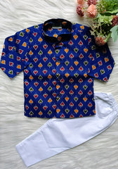 Boys Cotton Cobalt Kurta Set