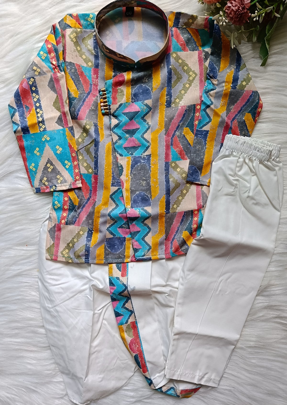 Boys Premium IndoWestern ZigZag Set- Dhoti & Pant Included