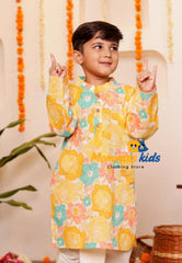 Boys sunflower haldi Cotton Kurta Set